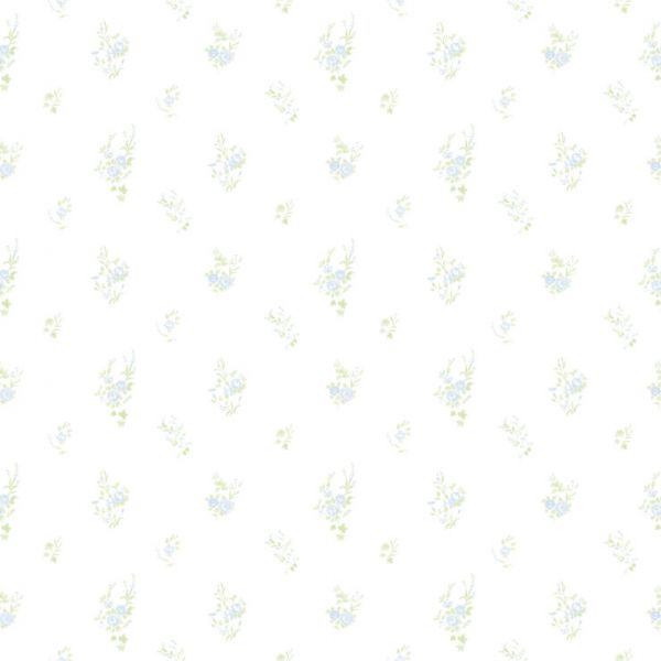 Papel de Parede Bambino's Bobinex (Nacional) - Floral (Azul Claro/ Verde/ Branco) 3358