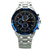 Military Waterproof Watches with Three Small Decorating Hands Round Dial and Steel Band