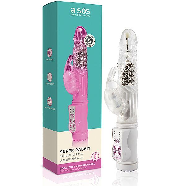 Vibrador Rotativo Super Rabbit Recarregável - Branco