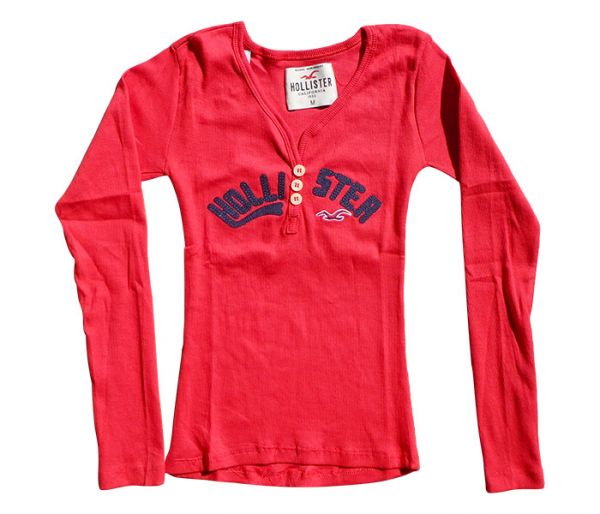 Camisa Feminina Hollister Manga Longa Vermelha MOD:76802 [Réplica]