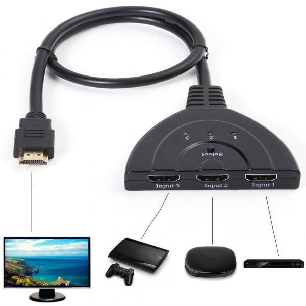 Switch Hub Hdmi 3 Entrada 1 Saida 1.3v 3d 1080p