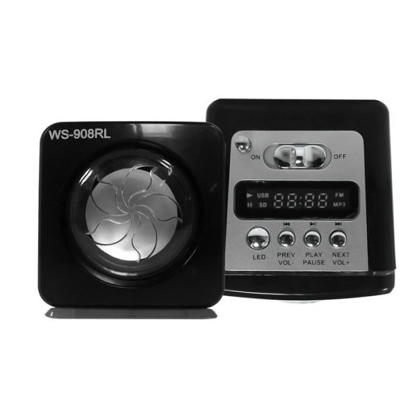 Mini Hi-Fi System WS-908 - Sd Card, USB, iPod, FM - Preto