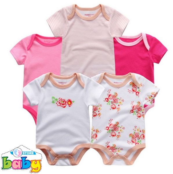 5 pçs/lote Romper Do Bebê de Manga Curta de Verão 3m 6m 9m 12 m