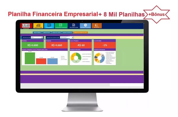 Planilha Financeira Empresarial + 8 Mil Planilhas Prontas e Editáveis + Bônus