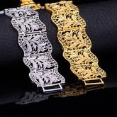 u7® venda quente do vintage ouro 18k robusto pulseiras para mulheres moda masculina pulseira 20 cent