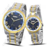 ROSRA Luxury Lover Wrist Watch Stylish Gold Silver Stainless Steel Band Quartz Leisure Wrist Watch W