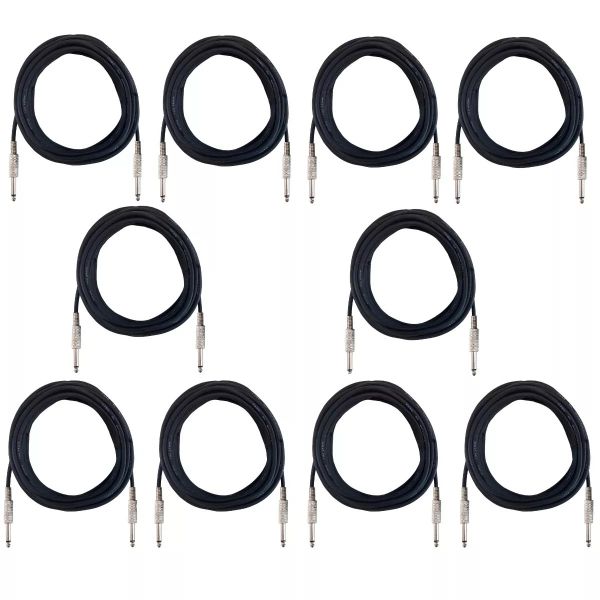 Cabo P Guitarra Violão P10 X P10 10 Metros Preto