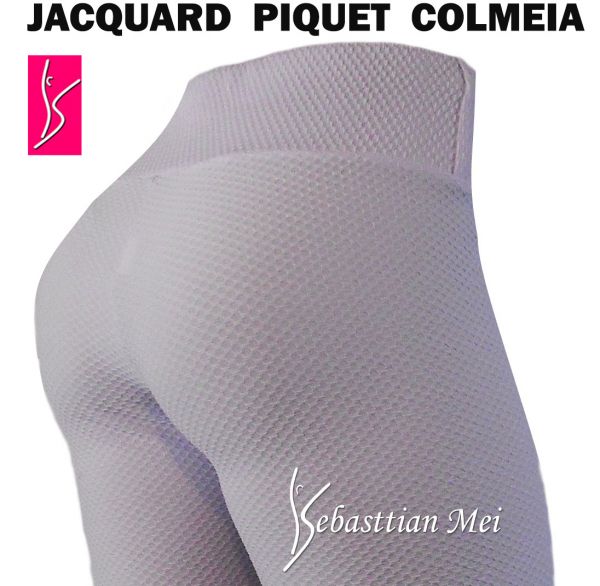 legging branca(P-M-G)cintura alta, jacquard piquet colmeia