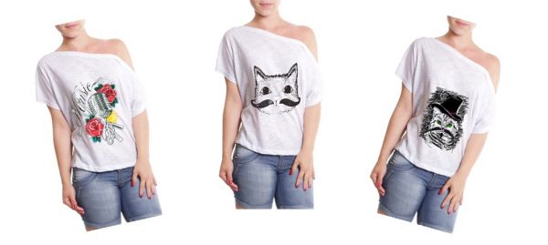 camisa feminina ombro caido para revenda