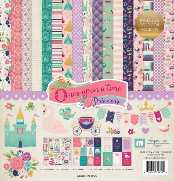 kit Scrapbook digital papéis e elementos era uma vez conto de fadas