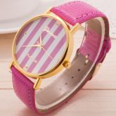 New Stripe pulseira de couro Dial Casual marca genebra relógio de quartzo