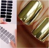 16 Adesivos Películas Para Unhas Dourado Prata Preto