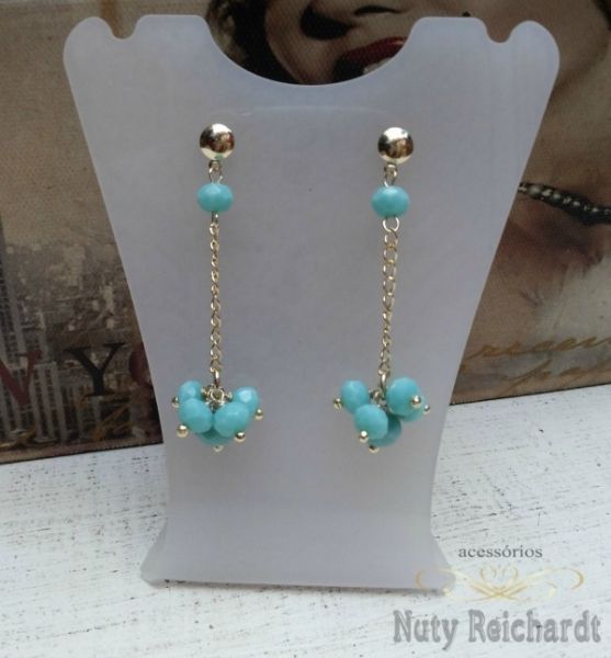 Brinco cristais turquesa