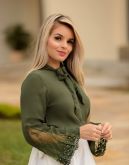 Blusa de crepe de seda bordadas lisa gg