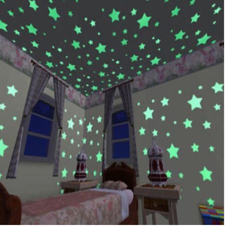 Kit com 100 pçs Adesivos Estrelas que Brilham no Escuro