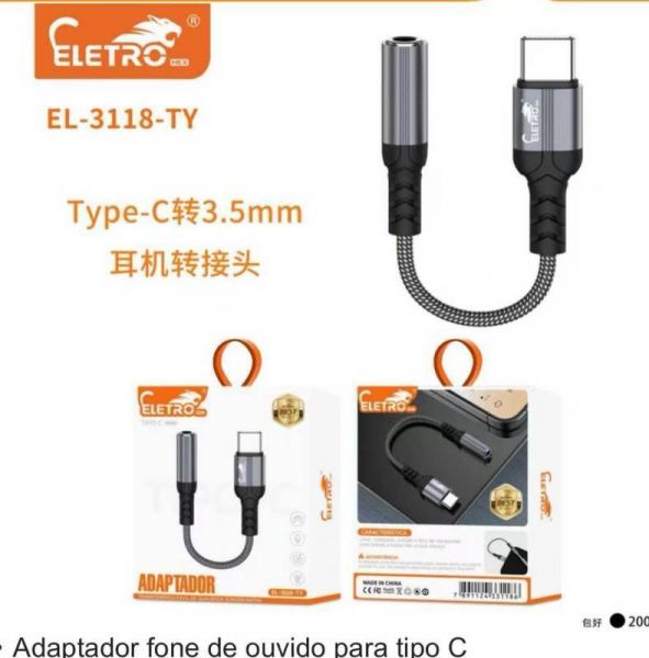 Adaptador de fone para type-C chupado ELETROMEX
