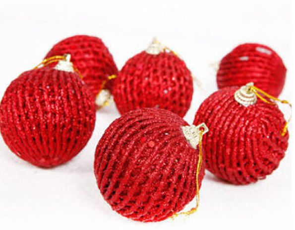 Kit 12 Bolas de Natal Decorada Vermelha