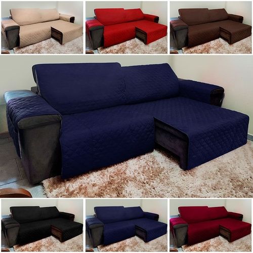 Capa Protetora Sofa Retratil Martelado 3Lgs Azul Vera Lucia