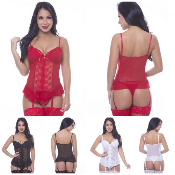 ESPARTILHO TULLY FRENTE ZÍPER COM BORDADO MACLER