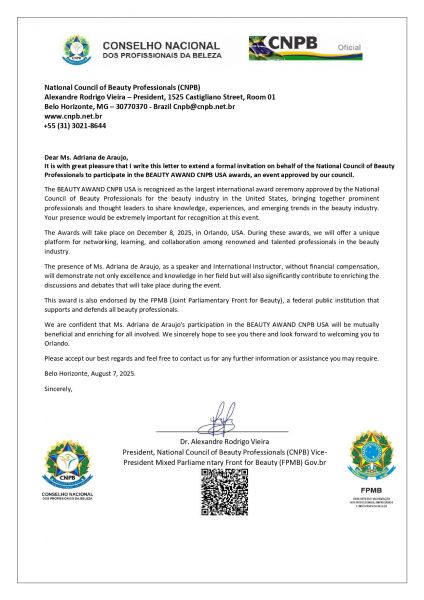 CARTA CONVITE AMERICAM BEAUTY CNPB 2025 - ADRIANA DE ARAUJO