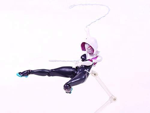 Garota Aranha - Spider Gwen - Modelo Rosa Articulado + Acessórios + Base - 15cm