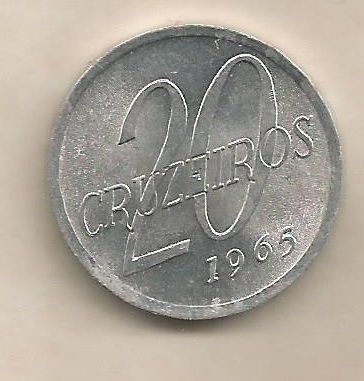 V285-1 - 20 Cruzeiros 1965- Ótimo estado.