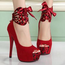 Sapatos de plataforma Sandálias peep toe moda casamento verm