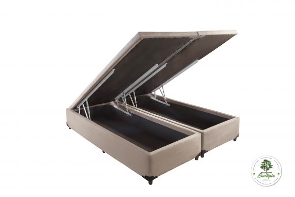 Base Bau King Bipartida 2x 96x203x40 Corino Bege SR Mov