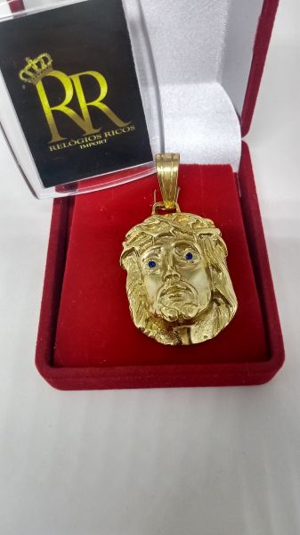 Face de Cristo Pequena Olhos Com Pedra Azul