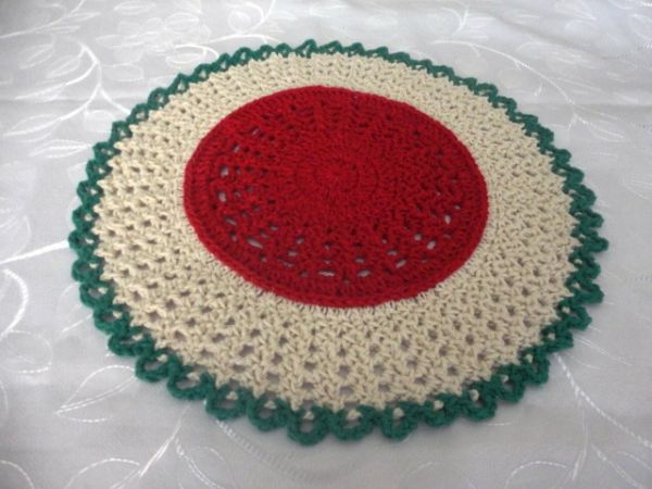 Sousplat Natalino de crochê 0,36 cm