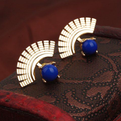 Estilo Retro Jóia Falsa Embelezada Forma-Fã Par de Brincos Para Mulher