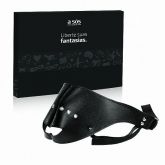 Focinheira em Couro com Venda para os Olhos Noseband - Cor Preta