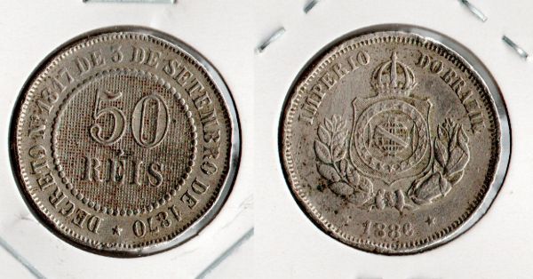 V025-2 - 50 Réis 1886 - BAIXA TIRAGEM 590.000