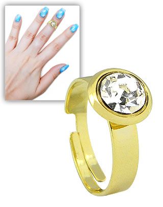 Anel de falange ajustável, folheado a ouro, com pedra de strass Cód.: AN0397