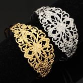 u7® vintage flor 18k oco ouro robusto platina preenchido banhado manguito pulseira para mulheres #01