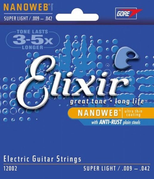 ENCORDOAMENTO ELIXIR NANOWEB 12002 GUITARRA SUPER LIGHT 0.09 - .042