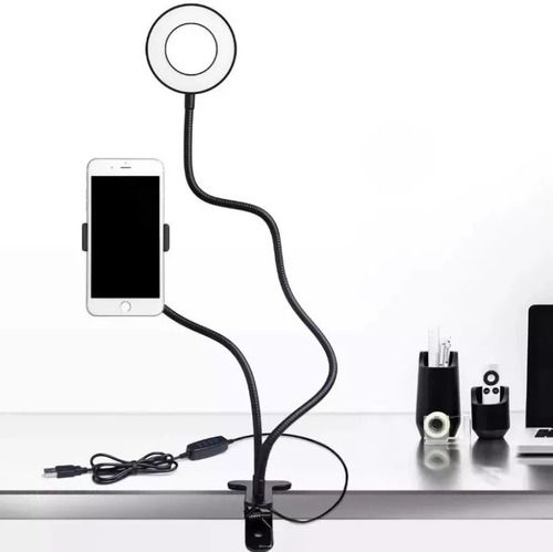 Suporte flexível com ring light para youtuber iniciante