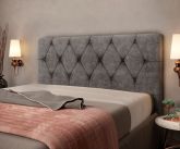 Cabeceira Casal Bia 140 Veludo Suede Cinza SR Cabec190