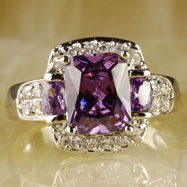 Joia De Luxo Ametista Prata Deslumbrante Fina E Elegante