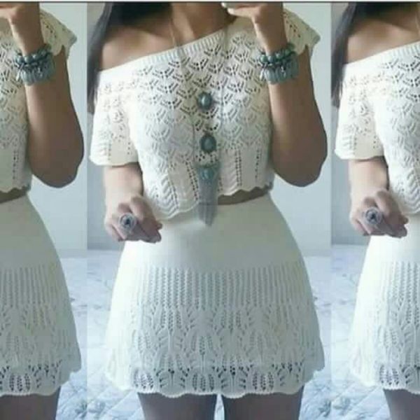♡ Conjunto Croppd E Saia De Trico