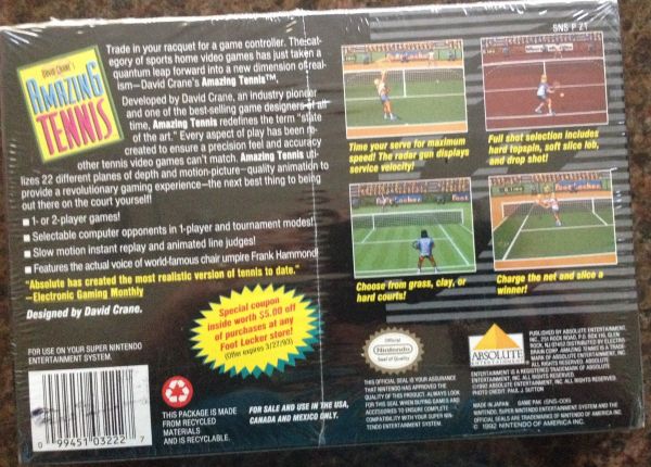 Amazing Tennis Para Super Nintendo Novo Lacrado