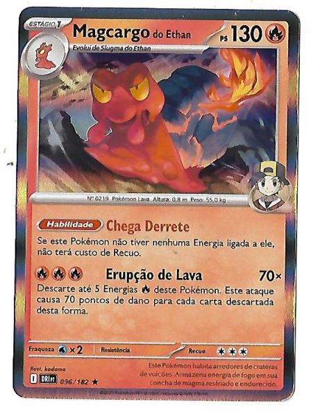 Pokemon Magcargo do Ethan Holofoil Escarlate e Violeta Rivais Predestinados