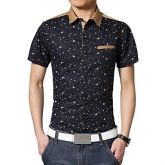 moda masculina camisa floral de manga curta magro #02961728