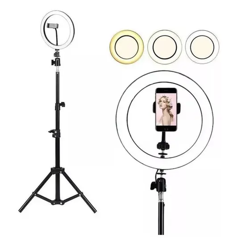 3-Ring Light com tripé de 2.1M 10 polegadas com suporte de celular Oberon OR-PL10