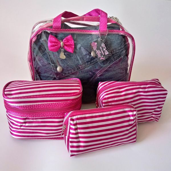 NECESSAIRE FEMININA KIT COM 4 PEÇAS