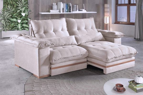 Estofado Retratil Reclinavel Leblon 250 2x100 Molas Ensacadas Veludo Inca Cru 01 Idealle