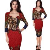 Vestido Casual Outono Estampado Manga Media Mulheres Elegant