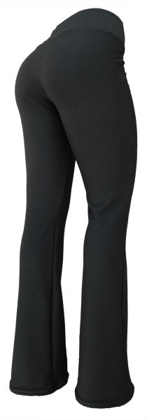 Calça feminina cinza escuro GG(46)flare ou reta em jacquard piquet colmeia