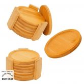 Porta copo redondo com suporte bambu 6 peças Bazar Coisas de Boteco