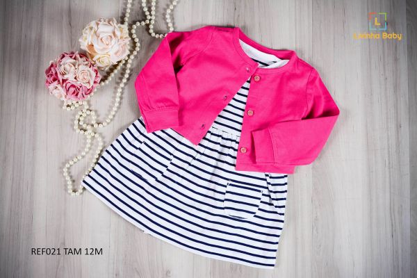 Vestido Listrado com Bolero